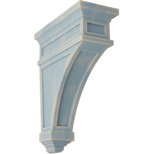 Ekena Millwork 4 1/2"W x 10"D x 13 3/4"H Arlington Wood Vintage Decor Corbel, Driftwood Blue CORWD04X10X13ARBU - main